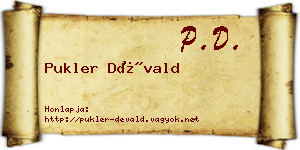 Pukler Dévald névjegykártya